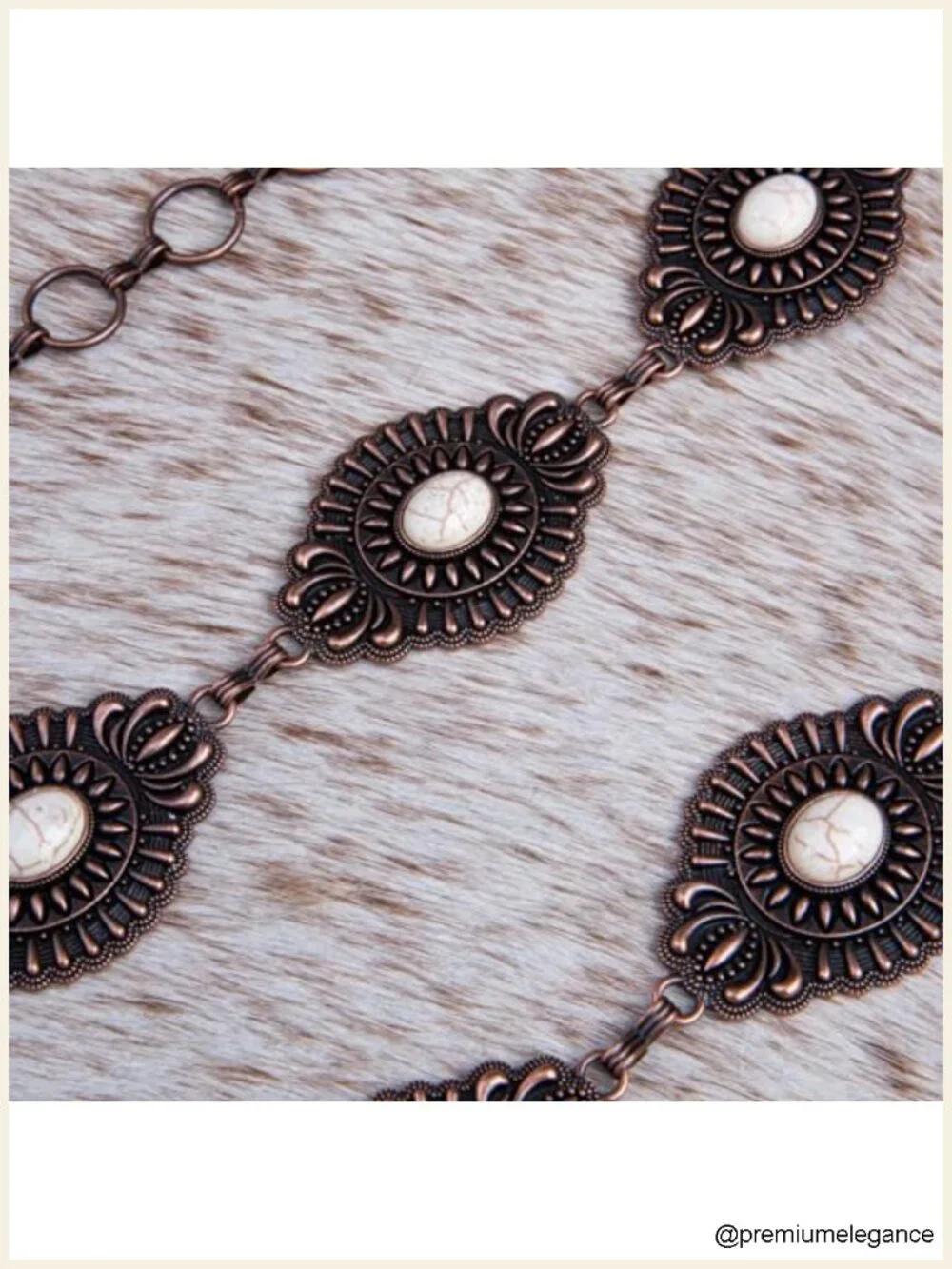 Vintage Style Western Concho Metal Belt with Turquoise Accents